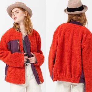 We the free Women's rivington Orange purple Sherpa Jacket sz xs